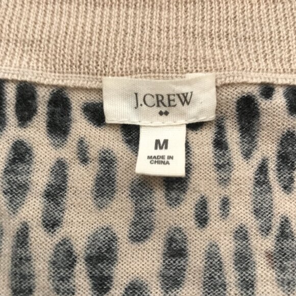 J. Crew Leopard Print Wool Sweater Animal Print Crew Neck - Picture 5 of 7